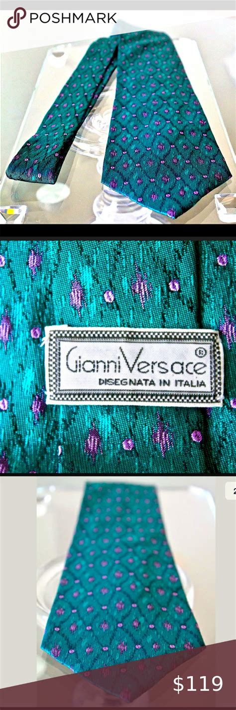 vintage gianni versace couture tie blue black|Versace tie vintage.